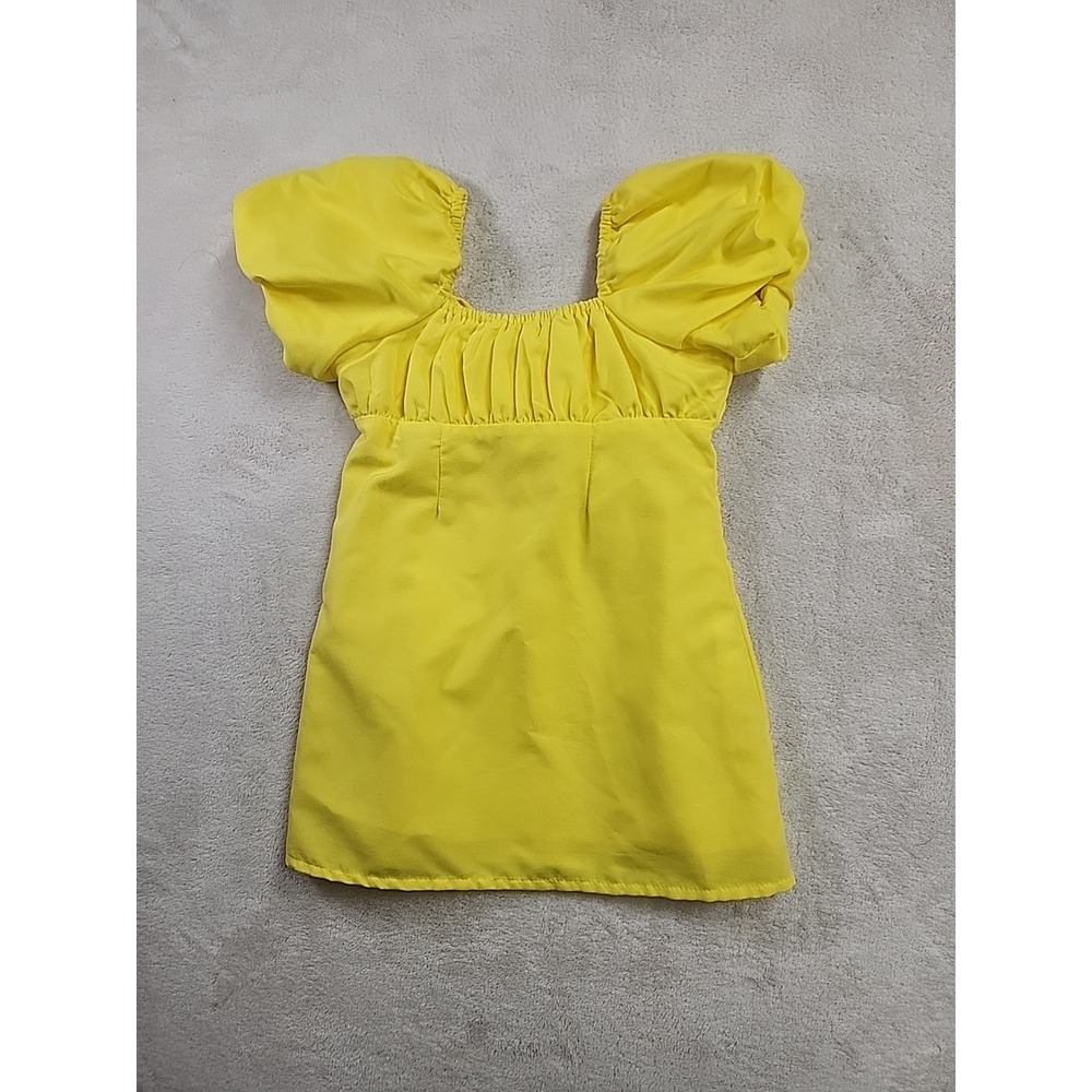 Gb‎ Girls Yellow Square Neck Dress Size 24M Balloon Sleeve
